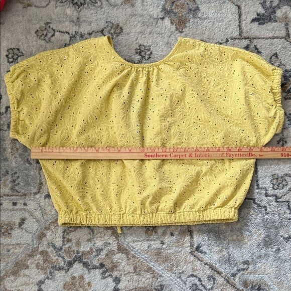 Madewell Cropped Yellow Eyelet Blouse with back cutout - Picture 7 of 9